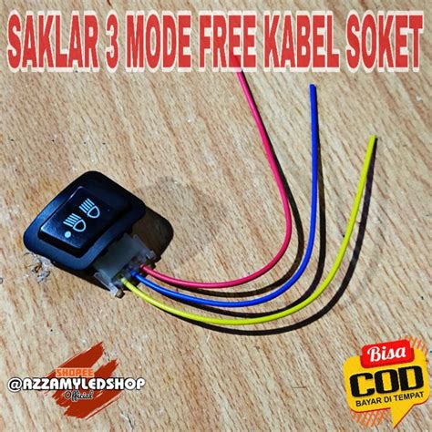 Jual Saklar Dim Motor Saklar High Low Off Beam 3 Mode Gratis Kabel