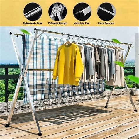 Foldable Extendableampaian Baju Stainless Steel Cm Double Pole