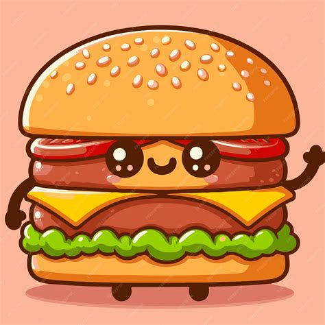 Hamburguer Desenho Animado - Ilustração de desenho animado de hambúrguer desenhado à mão por vetor ...