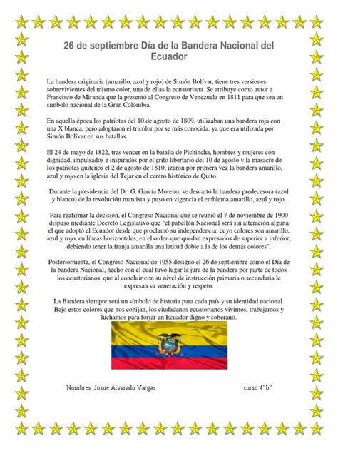 26 De Septiembre Día De La Bandera Nacional Del Ecuador Pdf