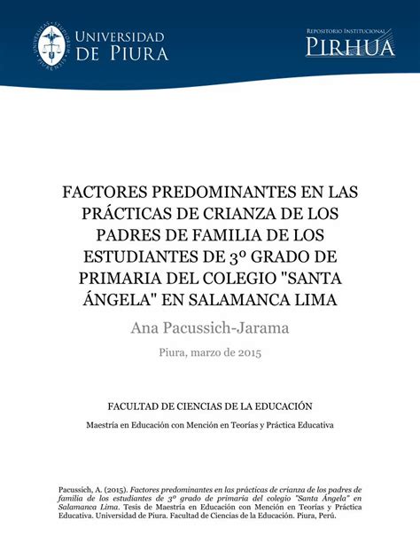 Pdf Factores Predominantes En Las Pr Cticas De Crianza Dokumen Tips