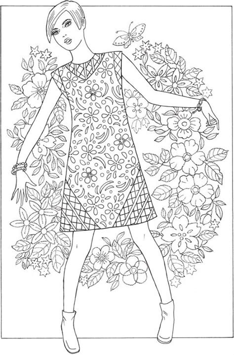 6 Coloring Pages Of 60s Fashion Stamping Fashion Coloring Book