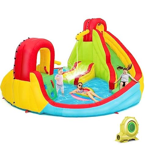 Costzon Toboggan Aquatique Gonflable En X X M Parc