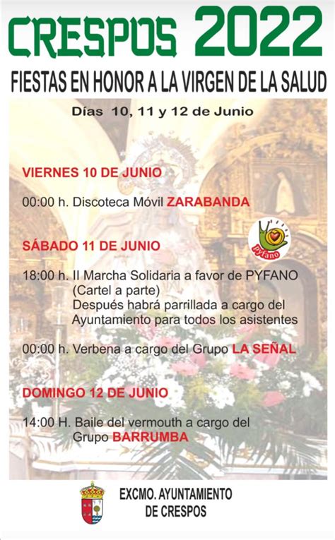 Program Of Festivities In Honour Of The Virgen De La Salud In Crespos