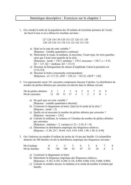 Premi Re S Statistiques Descriptives Variance Et Cart Parfenoff