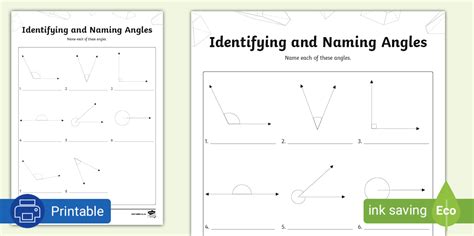 Identifying And Naming Angles Activity Sheet Twinkl