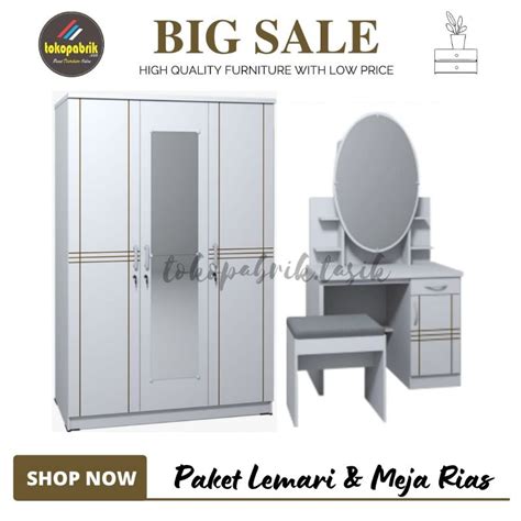 Jual Set Lemari Dan Meja Rias Sliding Paket Hemat Lemari 3 Pintu Meja