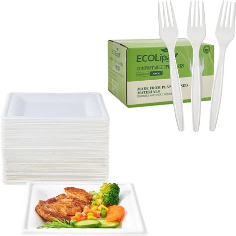 Amazon Ecolipak Pack Inch Compostable Square Paper Plates