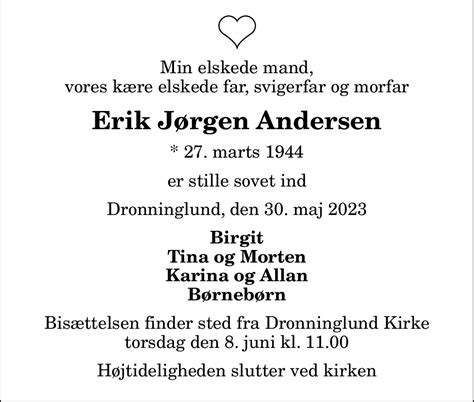 Dødsannonce for Erik Jørgen Andersen Nordjyske dk