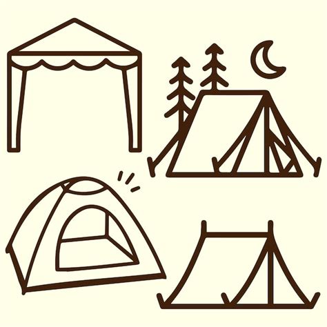 Vector De Conjunto De Elementos De Tenda Ou Acampamento Logotipo Ou