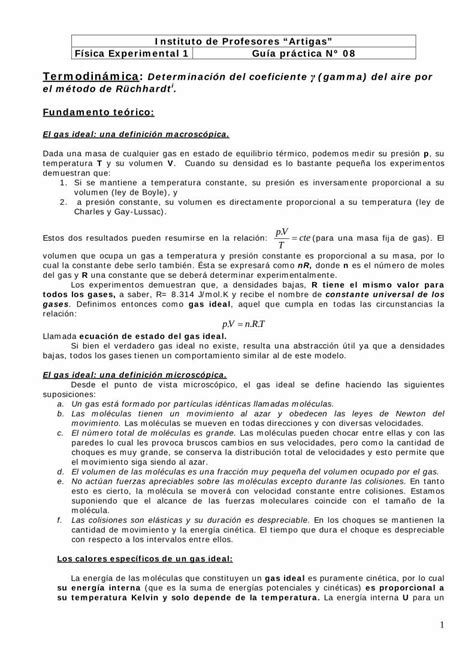 PDF Termodinámica Determinación del coeficiente gamma del