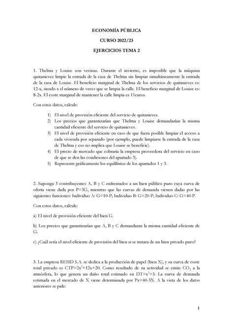 Ejercicios Autoevaluacion Econom A P Blica Curso Ejercicios