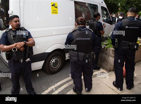 11 June 2022 London UK Immiigration Officers During An Immigration Raid