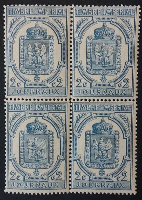 France 1869 - Newspaper stamps, 2 centimes blue, perforate, - Catawiki