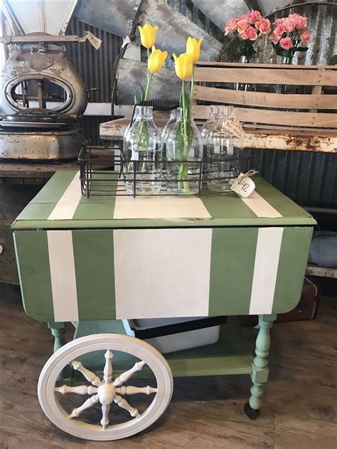 Look At This Adorable Tea Cart Painted In Porch Swing And Tablecloth