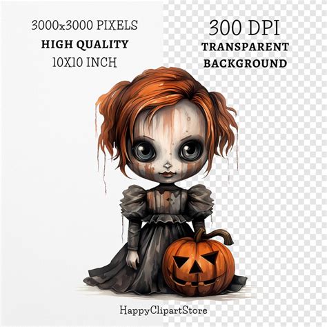 Halloween Doll Clipart PNG Bundle 20 High Quality Png Spooky Doll