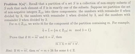 Solved Problem 3 A Recall That A Partition Of A Set S Is Chegg