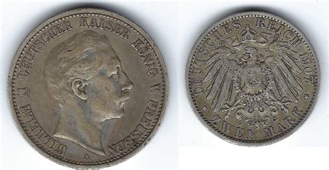 Prusse Preussen Prussia 2 Mark 1907 A Wilhelm II SS MA Shops