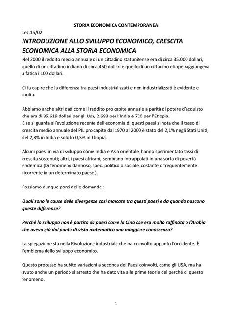 Storia Economica Contemporanea Storia Economica Contemporanea Lez