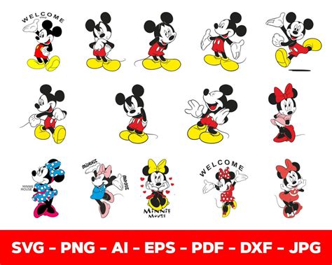 Mickey Mouse Svg Bundle Minnie Svg Mickey Png Clipart überlagerte