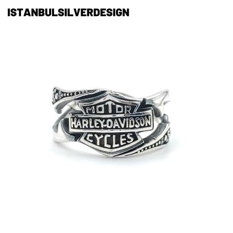 Harley Davidson Motorcycle Signet Ring Biker Ring Men 925 Etsy