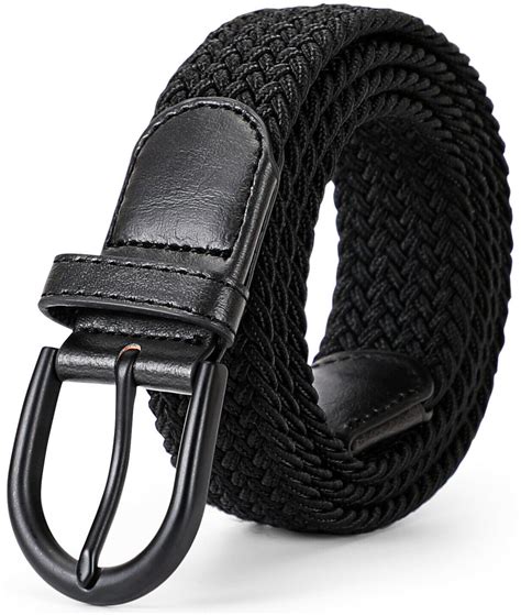 JASGOOD Stretch Men Belts Nylon Braided Elastic Black Belts For Men