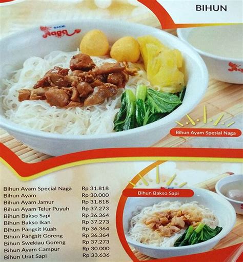 Menu At Bakmi Naga Restaurant Jakarta Impian Jaya Ancol