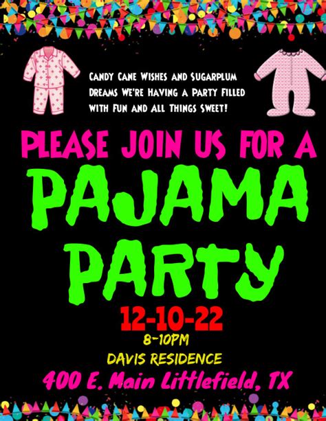 Pajama Party Invitation Flyers Template Postermywall