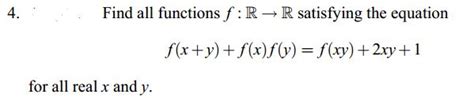 Solved 4 Find All Functions F R → R Satisfying The