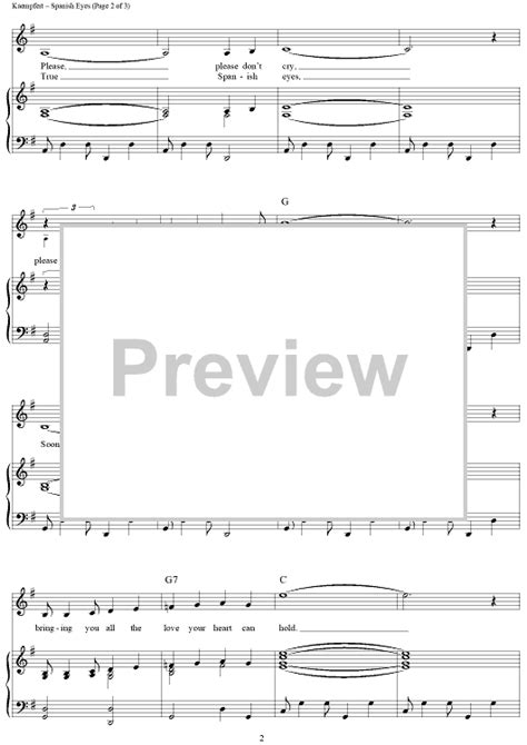 Spanish Eyes Sheet Music By Al Martino For Piano Vocal Chords Sheet Music Now