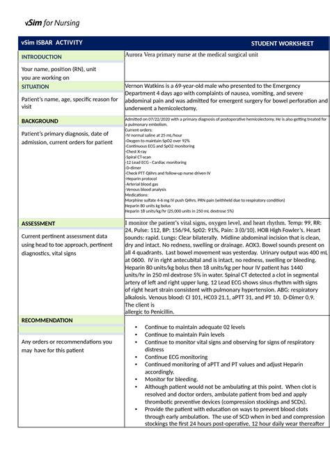 SOLUTION Case Austin Community College Nursing 341 Vsim Vernon Watkins