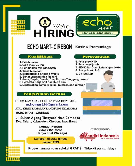 WE RE HIRING Lowongan Kerja Kasir Pramuniaga Cirebon LokerMuslim ID