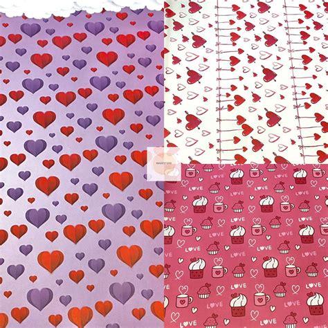 Jual Kertas Kado Sansan Wawa Doff Isi Lembar Love Heart Fancy Paper