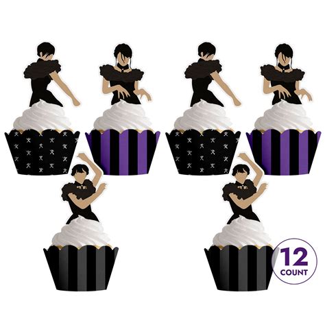 Wednesday Addams Party Cupcake Toppers Wednesday Cupcake Etsy Sweden