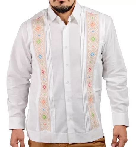 Guayabera Yucateca Blanca De Lino Modelo Oox Manga Larga