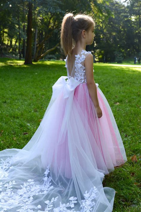 Raspberry Flower Girl Dress Girl Ball Gown Pink Flower Girl Etsy ในปี