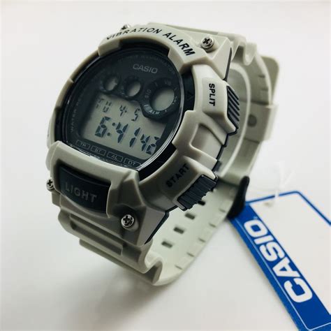 Men S Casio Digital Vibration Alert White Resin Watch W H A V