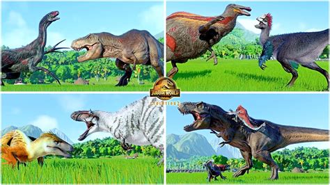 All Feathered Dinosaurs Battle Royale 🦖 Jurassic World Evolution 2 Jwe2 Prologue T Rex Youtube