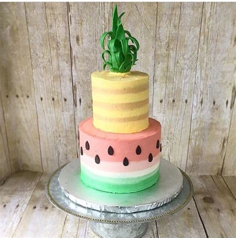 Super Cute Pineapple Watermelon Cake For A Tropical Themed Party