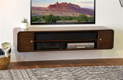 Round Curved Floating Tv Stand Radius Russet Brown Modern Tv