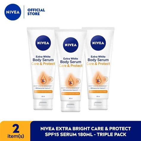 Jual NIVEA Extra Bright Care Protect SPF15 Serum 180ml Triple Pack