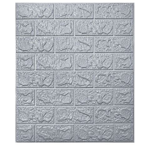 Art3d 30 Pcs Peel And Stick 3D Brick Wallpaper In Grey Faux Foam Brick