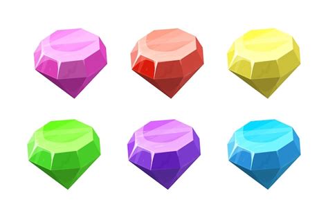 Premium Vector Diamond Set In Different Colors Gemstone Jewel In