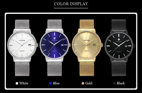 Wwoor Gold Watch Men Top Brand Famous Male Clock Steel Mesh Waterproof