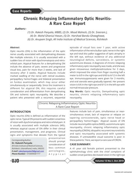 PDF Chronic Relapsing Inflammatory Optic Neuritis A Rare Case Report