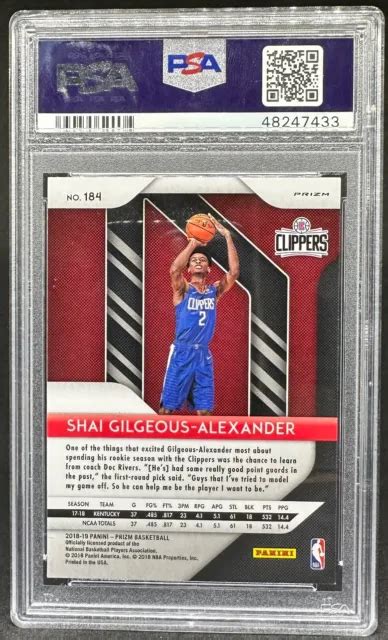 Shai Gilgeous Alexander Prizm Rookie Hyper Psa Mvp Okc Low Pop Rc Nba