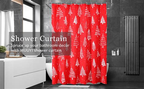 Muuyi Christmas Shower Curtain Winter Shower Curtain For