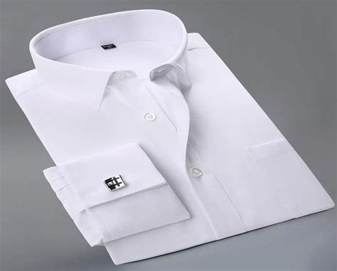 French Cuff Button Shirts With Cufflinks Sleeves Classic Long