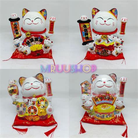 Jual Patung Kucing Maneki Neko Fengshui Hoki Rejeki Bahan Keramik