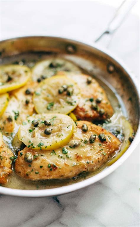 Lemon Chicken Piccata With Grilled Bread Recipe Pinch Of Yum